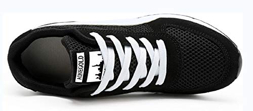 AONEGOLD® Zapatillas de Cuña para Mujer Zapatillas de Deporte Zapatillas Altas Primavera/Verano Tacón Cuña 7CM(Negro,37 EU)