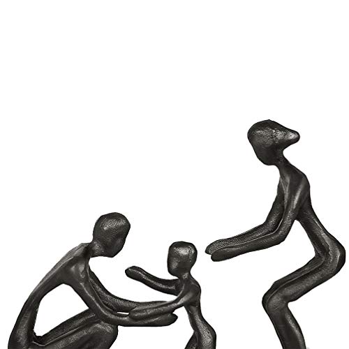 Aoneky Estatua Familiar de Metal - Figura Decorativa de Madre Padre Hijo, Escultura Moderna Abstracta, Decoración del Hogar Casa Oficina, Figura Decorativa de Familia de 3, Negro