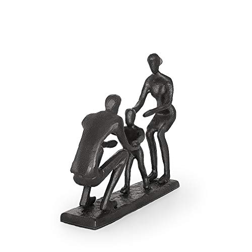 Aoneky Estatua Familiar de Metal - Figura Decorativa de Madre Padre Hijo, Escultura Moderna Abstracta, Decoración del Hogar Casa Oficina, Figura Decorativa de Familia de 3, Negro