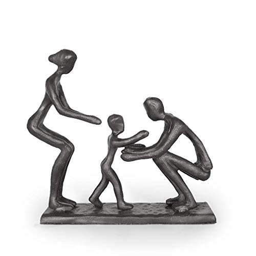 Aoneky Estatua Familiar de Metal - Figura Decorativa de Madre Padre Hijo, Escultura Moderna Abstracta, Decoración del Hogar Casa Oficina, Figura Decorativa de Familia de 3, Negro