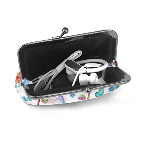 AOOEDM Cartera de Cuero con Estampado de pájaros Florales de fantasía romántica para Mujer Monedero de Cuero con Cierre de Beso Carteras de Maquillaje de Viaje