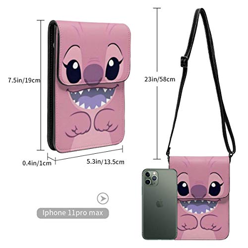 AOOEDM Cute Lilo St-it-ch Bolso bandolera pequeño de cuero para mujer - Monedero para teléfono celular Billetera Fácil de llevar Práctica práctica Bolso bandolera magnético de apertura y cierre con c