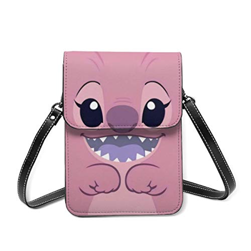 AOOEDM Cute Lilo St-it-ch Bolso bandolera pequeño de cuero para mujer - Monedero para teléfono celular Billetera Fácil de llevar Práctica práctica Bolso bandolera magnético de apertura y cierre con c