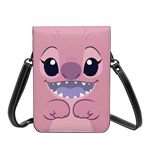 AOOEDM Cute Lilo St-it-ch Bolso bandolera pequeño de cuero para mujer - Monedero para teléfono celular Billetera Fácil de llevar Práctica práctica Bolso bandolera magnético de apertura y cierre con c