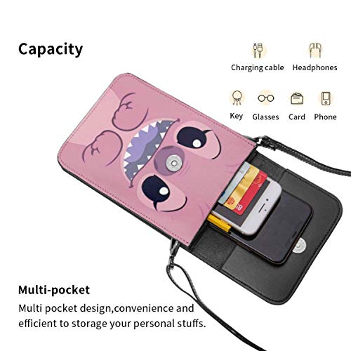 AOOEDM Cute Lilo St-it-ch - Bolso bandolera pequeño de cuero para mujer, monedero para teléfono celular, fácil de llevar, conveniente y hábil, bolso bandolera con apertura y cierre magnéticos con cor