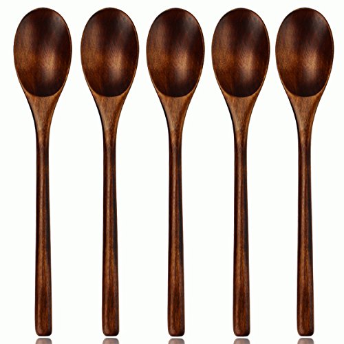 AOOSY Cuchara de madera, Juego de cucharas de sopa de madera Nanmu de 5 piezas de Janpanese, de estilo Janpanese, para comer mezclar, mezclar, cocinar y mezclar