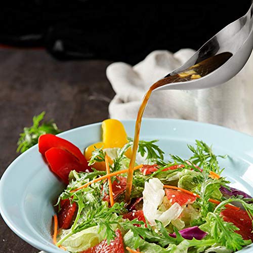 AOOSY Salsa de Acero Inoxidable Cuchara de llovizna con Boquilla cónica Cuchara de Postre Cucharas para Servir Cuchara para Decorar Aceite Saucier (Juego de 2)