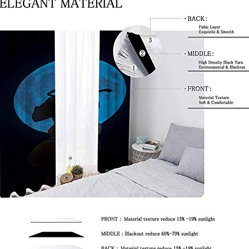 Aotuma Naruto Anime Moon Cool Druk Cortinas con impresión aislada, para habitación infantil, decoración de ventana para comedor o dormitorio, poliéster, multicolor, 2 panel(21"W x 54"L W53cmxL137cm)