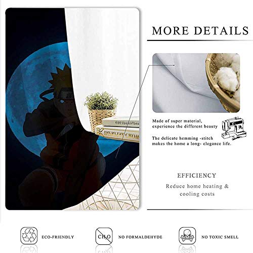 Aotuma Naruto Anime Moon Cool Druk Cortinas con impresión aislada, para habitación infantil, decoración de ventana para comedor o dormitorio, poliéster, multicolor, 2 panel(21"W x 54"L W53cmxL137cm)