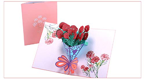 Apanphy® Tarjeta del día de la madre, 3D emergente Tarjeta de cumpleaños para la madre, Tarjeta de felicitación Flor de clavel, El mejor regalo para el cumpleaños de la madre y el Día de la madre
