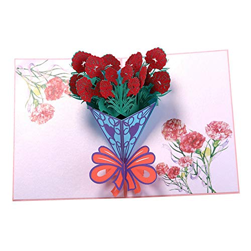 Apanphy® Tarjeta del día de la madre, 3D emergente Tarjeta de cumpleaños para la madre, Tarjeta de felicitación Flor de clavel, El mejor regalo para el cumpleaños de la madre y el Día de la madre
