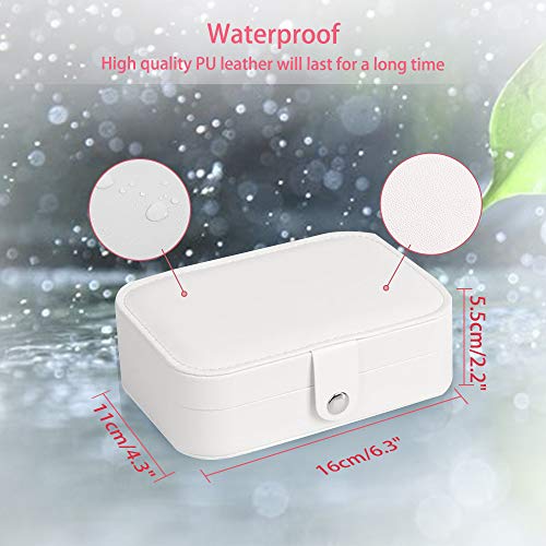 APERIL Caja Joyero Pequeña de PU, Joyero de Viaje Portátil, Joyero Viaje Cajas para Joyas Jewelry Organizer para Mujer para Anillos, Collares, Pulseras, Pendientes para Mujer (White)