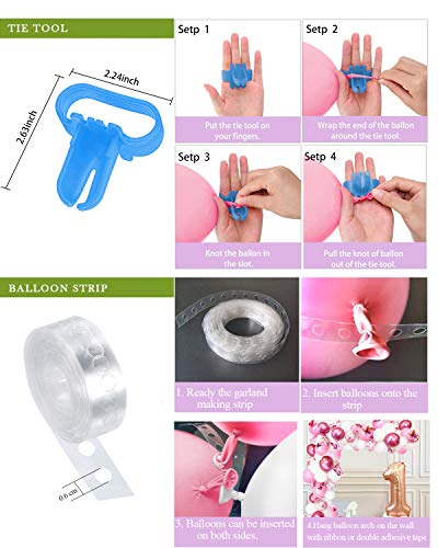 APERIL Kit de Guirnaldas de Globos 117 Piezas Globos de Cumpleaños y 3D Mariposas Decoración Arcos de Globos Metálicos Rosa Blanco Confeti para Niña Decoración de Boda Cumpleaños Fiesta Comunion