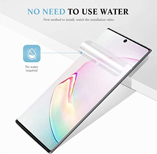 apiker 4 Unidades Protector Pantalla Soft TPU Compatible con Samsung Note 10 Plus/Note 10+, 6.8 Pulgadas, Cobertura Máxima, Sin Burbujas, Sin Aplicación Húmeda, 24 Horas de Autocuración
