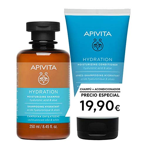 Apivita Pack Capilar Champú + Acondicionador Hidratante con ácido hialurónico & aloe 200ml