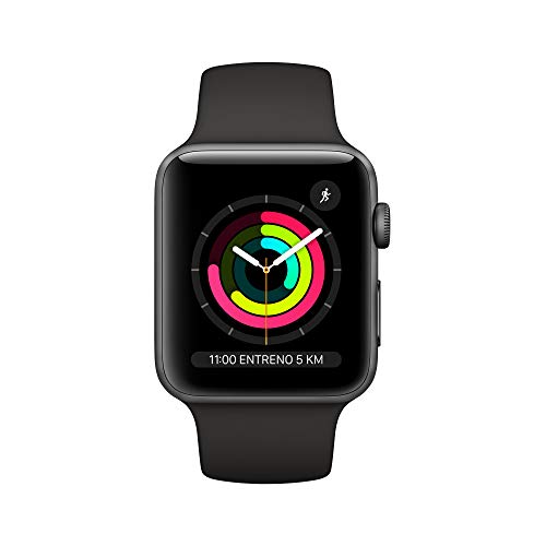 Apple Watch Series 3 (GPS) con caja de 42 mm de aluminio en gris espacial y correa deportiva, Negra