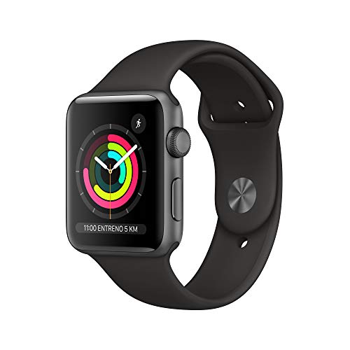 Apple Watch Series 3 (GPS) con caja de 42 mm de aluminio en gris espacial y correa deportiva, Negra