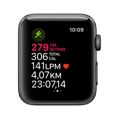 Apple Watch Series 3 (GPS) con caja de 42 mm de aluminio en gris espacial y correa deportiva, Negra