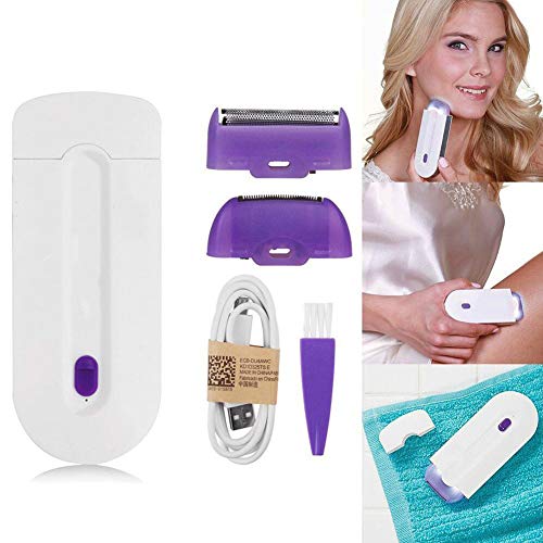 AQWWHY Depiladora eléctrica, 2 en 1 Depiladora de Cabello Recargable para Mujer, Máquina de Afeitar para depilar, Maquina de Afeitar en Bikini eléctrica para Uso en seco y en húmedo con LED