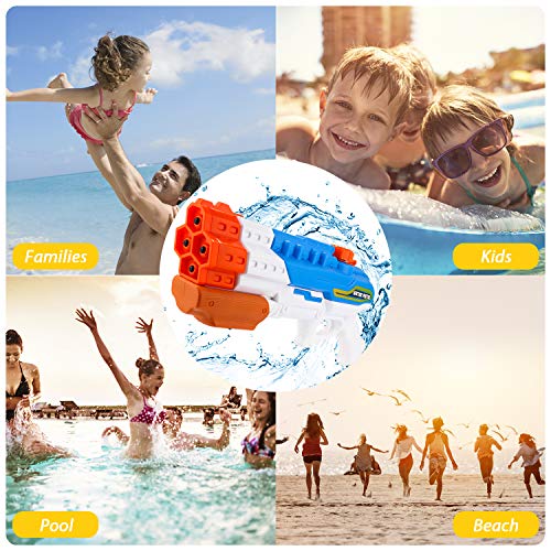 ARANEE Pistolas de Agua 4 boquillas, Super Pistola para niños Adultos con Alcance Largo, 1.2L Pistola de Agua Super Soaker, Juguete Infantil para Batalla de Agua, Playa, Piscina, Jardin