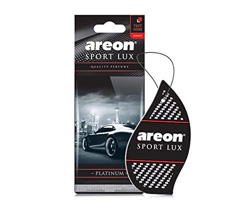 AREON Ambientador Coche Sport Lux Platino Colgante Colgar Olor Perfume Original Negro Cartón Retrovisor Casa Oficina 2D (Platinum Pack de 3)