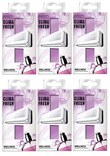 Areon Clima Fresh Ambientador Casa Bienestar Púrpura Aire Acondicionado Original Perfume Hogar Salón Habitación Oficina Tienda Duradero Moderno Olor ( Wellness Pack de 6 )