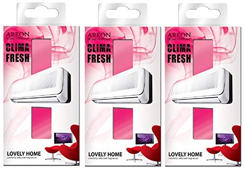 Areon Clima Fresh Ambientador Hermosa Casa Aire Acondicionado Rojo Original Hogar Salón Oficina Tienda Olor ( Lovely Home Pack de 3 )