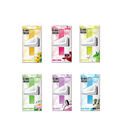 Areon Clima Fresh Ambientador Océano Azul Casa Aire Acondicionado Original Perfume Hogar Salón Habitación Oficina Tienda Duradero Moderno Olor ( Blue Ocean Pack de 3 )