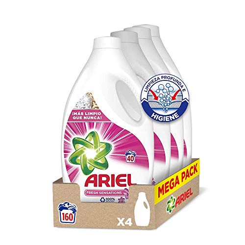 Ariel Sensaciones - Detergente líquido para la lavadora, deja un agradable aroma en tu ropa todo el día, 160 lavados (4 x 40)