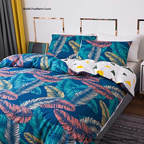 ARITRADERSLTD - Juego de funda nórdica reversible de polialgodón y micropercal fundas de almohada no necesita planchado, multiplumas, S-king