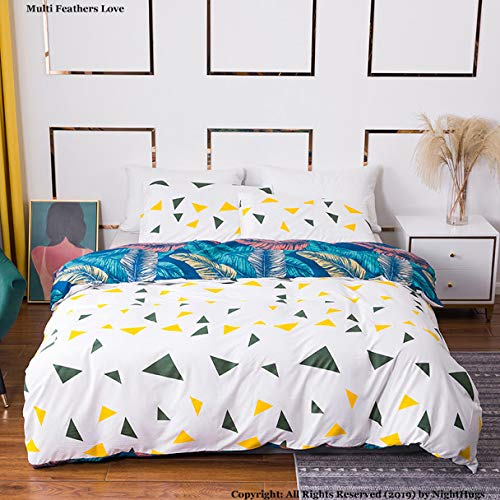 ARITRADERSLTD - Juego de funda nórdica reversible de polialgodón y micropercal fundas de almohada no necesita planchado, multiplumas, S-king