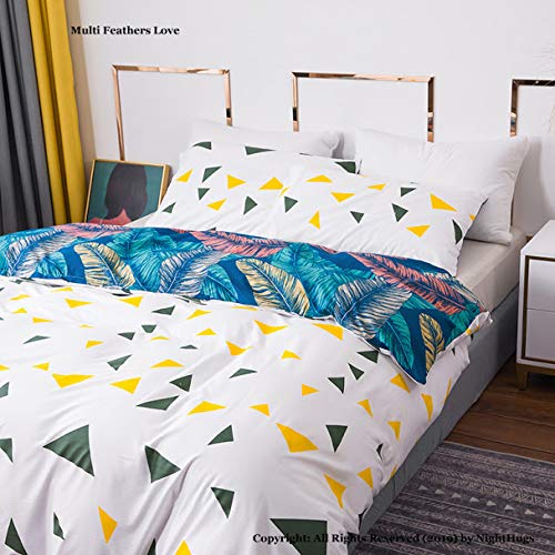 ARITRADERSLTD - Juego de funda nórdica reversible de polialgodón y micropercal fundas de almohada no necesita planchado, multiplumas, S-king