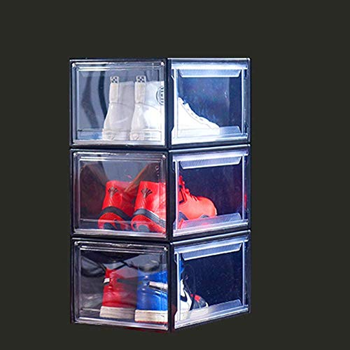 Arkmiido Juego de 3 Cajas de Zapatos Transparentes con Tapa, Caja de Almacenamiento de Zapatos, Caja de Almacenamiento Pequeña, Organizador de Zapatos, 38cmx26cmx20cm (Negro)