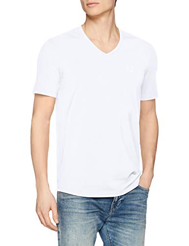 Armani Exchange Circle Logo V-Neck Camiseta, Blanco (White 1100), Small para Hombre