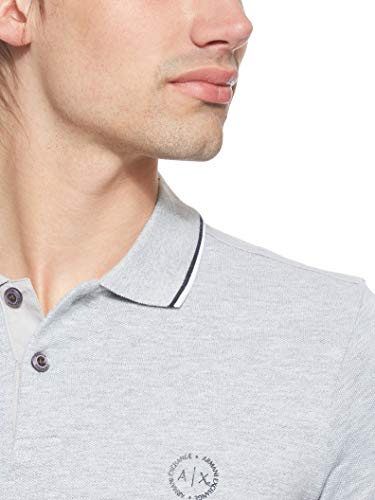 Armani Exchange Double Stripe Polo, Gris (B09B Heather Grey 3929), Small para Hombre