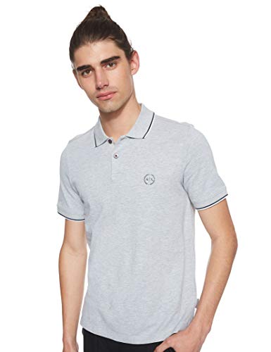 Armani Exchange Double Stripe Polo, Gris (B09B Heather Grey 3929), Small para Hombre