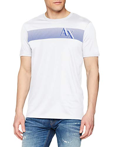 Armani Exchange Magnetic Stripe Logo Camiseta, Blanco (White 1100), Small para Hombre