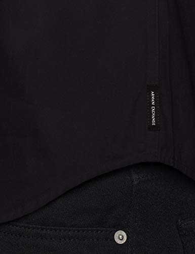Armani Exchange Smart Stretch Satin Camisa, Negro (Black 1200), 38 (Talla del Fabricante: X-Small) para Hombre