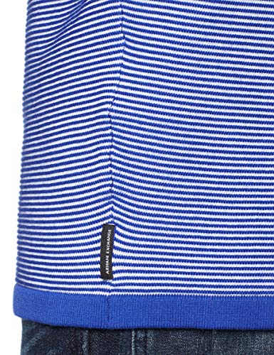Armani Exchange Striped Logo suéter, Azul (White/Marine 01cd), Small para Hombre