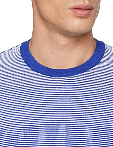 Armani Exchange Striped Logo suéter, Azul (White/Marine 01cd), Small para Hombre