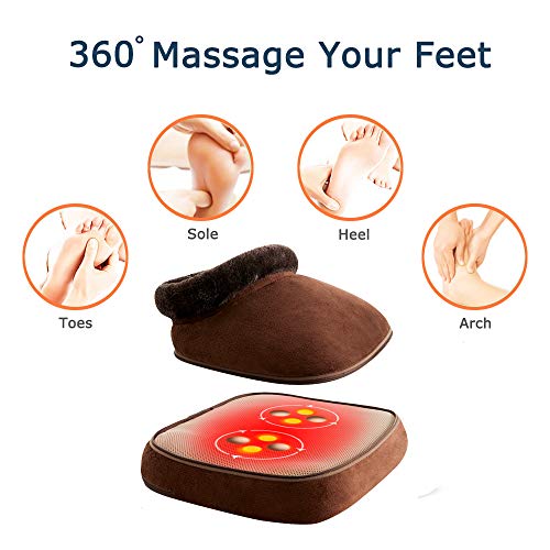 ARONT 2-en-1 Masajeador de Pies Shiatsu Eléctrico Masaje de Espalda con Calor Función de Amasamiento Vibración Cubierta Desmontable y Lavable, Para el Hogar y Oficina