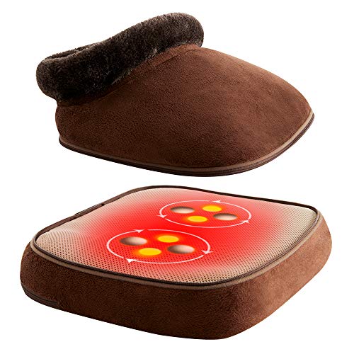 ARONT 2-en-1 Masajeador de Pies Shiatsu Eléctrico Masaje de Espalda con Calor Función de Amasamiento Vibración Cubierta Desmontable y Lavable, Para el Hogar y Oficina