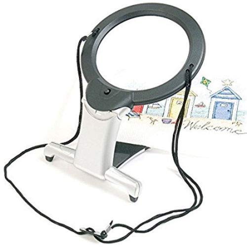 ARSUK Lupas, LED encendido Cuello y escritorio Lupa con soporte para lectura, costura, hobby, joyería, reparación de punto de cruz, manualidades de arte (Lupa de cuello y escritorio)