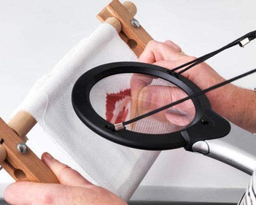 ARSUK Lupas, LED encendido Cuello y escritorio Lupa con soporte para lectura, costura, hobby, joyería, reparación de punto de cruz, manualidades de arte (Lupa de cuello y escritorio)