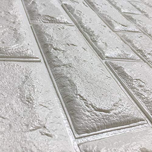Art3d - Paneles de pared 3D para decoración de paredes interiores, 77 x 70 cm, diseño de ladrillo blanco (12 unidades)