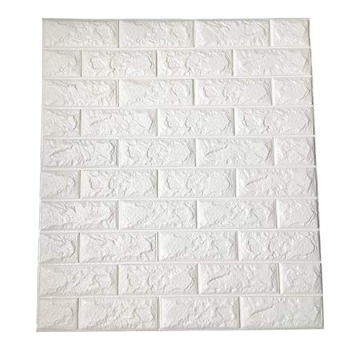 Art3d - Paneles de pared 3D para decoración de paredes interiores, 77 x 70 cm, diseño de ladrillo blanco (12 unidades)
