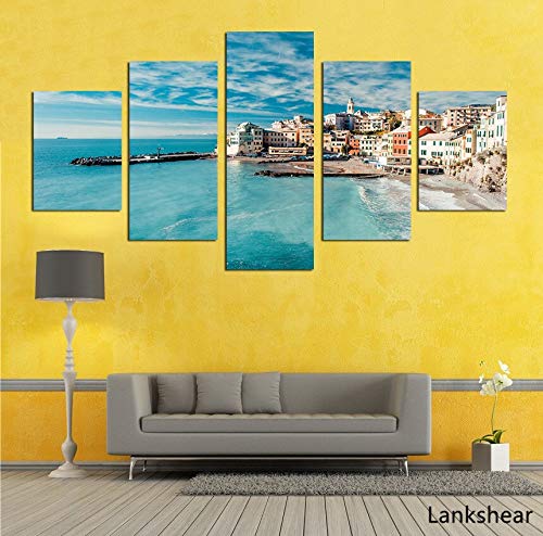 Arte de la pared imágenes de alta definición impresiones de la lona de 5 Piezas ancho del paisaje marino Pintura de pósters for la sala principal marco de la decoración ( Size : 30x40 30x60 30x80cm )