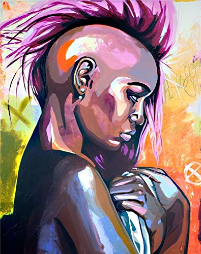 Arte de pared de graffiti abstracto moderno retrato de mujer maquillaje africano chica colorida lienzo pintura cartel impreso oficina sala de estar salón de belleza decoración del hogar