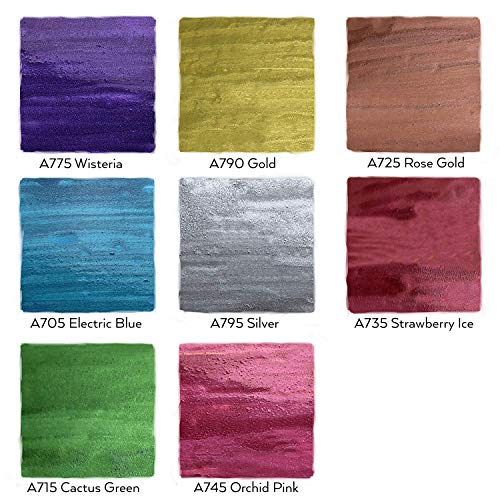 Arteza Rotuladores metalizados de tiza líquida | Set de 8 marcadores de tiza | 8 colores metálicos| Incluye pinzas + 50 etiquetas + 2 plantillas adhesivas | Rotuladores de tiza para cristal y pizarra