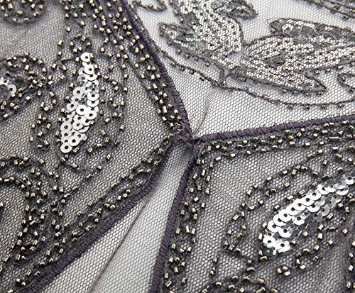 ArtiDeco - Chal de los años 20 para vestidos de noche, estola para bodas, mantón para fiestas o disfraces gris Talla única